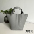 「#4448」 Hermès Seagull Grey Silver Buckle Picotin Lock 18cm