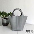 「#4449」 Hermès Seagull Grey Gold Buckle Picotin Lock 18cm