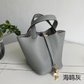 「#4449」 Hermès Seagull Grey Gold Buckle Picotin Lock 18cm