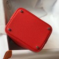 「#4052」 Hermès Red Picotin Lock Shopping Basket Silver Buckle