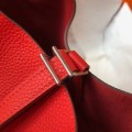 「#4052」 Hermès Red Picotin Lock Shopping Basket Silver Buckle