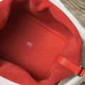 「#4052」 Hermès Red Picotin Lock Shopping Basket Silver Buckle