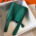「#4053」 Hermès Green Picotin Lock Shopping Basket Silver Buckle