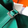 「#4053」 Hermès Green Picotin Lock Shopping Basket Silver Buckle
