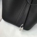 「#4056」 Hermès Black Picotin Lock Shopping Basket Silver Buckle