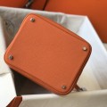 「#4057」 Hermès Flame Orange Picotin Lock Shopping Basket Silver Buckle