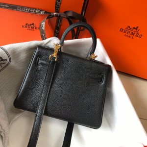「#4005」 Hermes black Mini Kelly 20cm