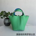 「#4466」 Hermès Comic Green and Florida Blue Gold Buckle 18cm Picotin Lock 18cm