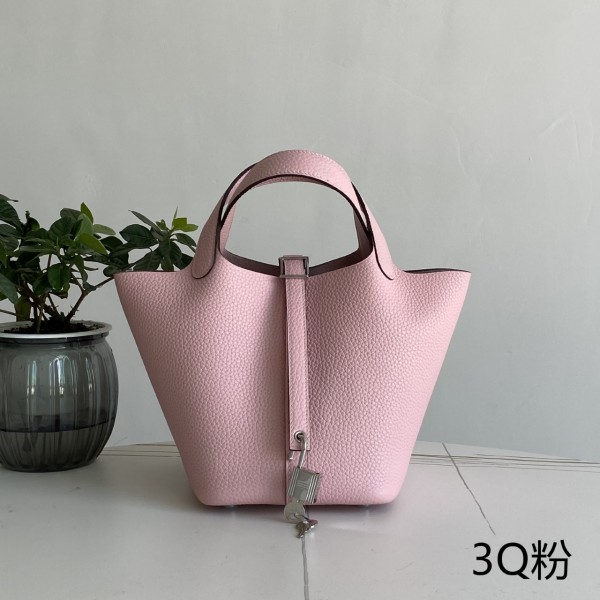 「#4488」 Hermes 3Q Pink Silver Buckle 18cm Picotin Lock 18cm
