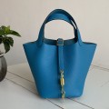 「#4489」 Hermès Tanzania Blue Gold Buckle 18cm Picotin Lock 18cm