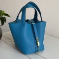 「#4489」 Hermès Tanzania Blue Gold Buckle 18cm Picotin Lock 18cm