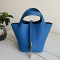 「#4491」 Hermes Sky Blue Gold Buckle 18cm Picotin Lock 18cm