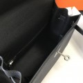 「#4058」Hermès Black Kelly Bag Silver Buckle 25cm