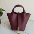 「#4494」 Hermes Burgundy Gold Buckle 18cm Picotin Lock 18cm