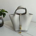 「#4498」 Hermès Glacier Grey Gold Buckle 18cm Picotin Lock 18cm