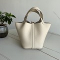 「#4499」 Hermes Cream White Gold Buckle Picotin Lock 18cm 「#4499」 Hermes Cream White Gold Buckle Picotin Lock 18cm