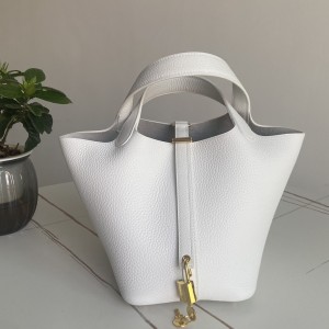 「#4500」 Hermès pure white gold buckle Picotin Lock 18cm