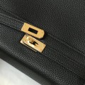「#4059」Hermès Black Kelly Bag Gold Buckle 25cm