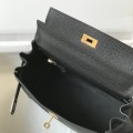 「#4059」Hermès Black Kelly Bag Gold Buckle 25cm