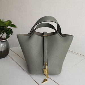 「#4503」 Hermès Light Blue Gold Buckle Picotin Lock 18cm