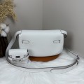 「#4508」 Hermès Moon Bag Cream Grey Silver Buckle Swift Leather Kelly Moove Large Bag 17cm Small Bag 7.5cm