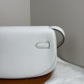 「#4508」 Hermès Moon Bag Cream Grey Silver Buckle Swift Leather Kelly Moove Large Bag 17cm Small Bag 7.5cm