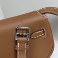 「#4514」 Hermes Moon Bag Earthy Yellow Silver Buckle Swift Leather Kelly Moove Large Bag 17cm Small Bag 7.5cm