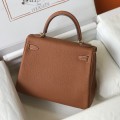 「#4061」 Hermes Golden Brown Kelly Bag Gold Buckle 25cm