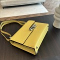 「#4522」 Hermes Pistol Bag Chick Yellow Verrou Epsom Leather Stainless Steel Hardware Semi-Handmade Wax Thread Sewing 21cm
