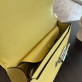 「#4522」 Hermes Pistol Bag Chick Yellow Verrou Epsom Leather Stainless Steel Hardware Semi-Handmade Wax Thread Sewing 21cm