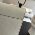 「#4525」 Hermes Pistol Bag Milkshake White Verrou Epsom Leather Stainless Steel Hardware Semi-handmade Wax Thread Sewing 21cm