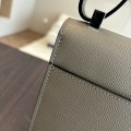 「#4527」 Hermès Pistol Bag Asphalt Grey Verrou Epsom Leather Stainless Steel Hardware Semi-Handmade Wax Thread Sewing 21cm