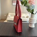 「#4528」 Hermes pistol bag red Verrou epsom leather stainless steel hardware semi-handmade wax thread sewing 21cm