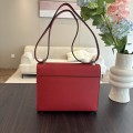 「#4528」 Hermes pistol bag red Verrou epsom leather stainless steel hardware semi-handmade wax thread sewing 21cm