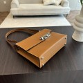 「#4529」 Hermès pistol bag golden brown Verrou epsom leather stainless steel hardware semi-handmade wax thread sewing 21cm
