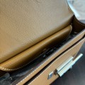 「#4529」 Hermès pistol bag golden brown Verrou epsom leather stainless steel hardware semi-handmade wax thread sewing 21cm