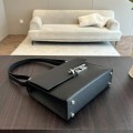 「#4531」 Hermes Pistol Bag Black Verrou Epsom Leather Stainless Steel Hardware Semi-Handmade Wax Thread Sewing 21cm