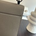 「#4532」 Hermes pistol bag elephant grey Verrou epsom leather stainless steel hardware semi-handmade wax thread sewing 21cm