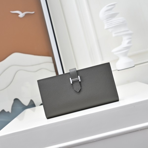 「#4534」 Hermes Cement Gray Suit Clip Epsom Leather 17*9cm