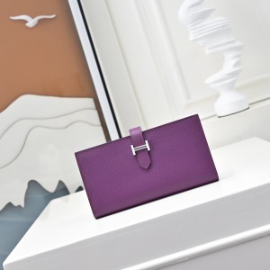 「#4537」 Hermes purple suit folder epsom leather 17*9cm
