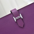 「#4537」 Hermes purple suit folder epsom leather 17*9cm