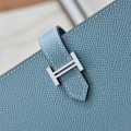 「#4542」 Hermes Haze Blue Suit Clip Epsom Leather 17*9cm