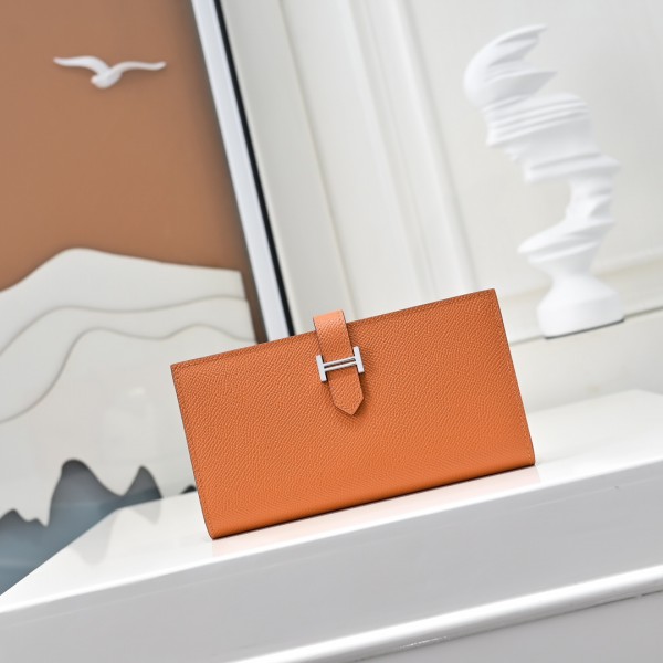 「#4546」 Hermes Orange Suit Clip Epsom Leather 17*9cm