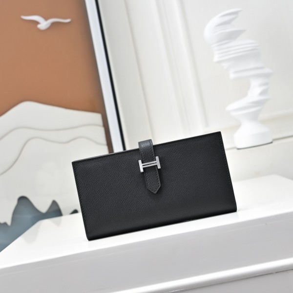 「#4550」Hermès Black Suit Clip Epsom Leather 17*9cm