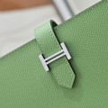 「#4551」 Hermes Green Suit Clip Epsom Leather 17*9cm