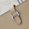 「#4552」 Hermes Beige Suit Clip Epsom Leather 17*9cm