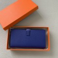「#4558」 Hermes Sapphire Blue Suit Wallet Bearn Wallet Togo Leather 17.5*9cm