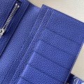 「#4558」 Hermes Sapphire Blue Suit Wallet Bearn Wallet Togo Leather 17.5*9cm
