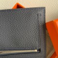 「#4561」 Hermes black suit clip bearn wallet togo leather 17.5*9cm