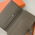 「#4563」 Hermes pewter grey suit clip bearn wallet togo leather 17.5*9cm
